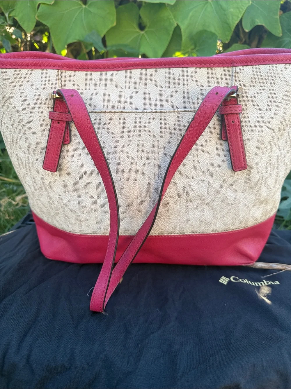 Michael Kors Pink and White Floral Appliqué Tote